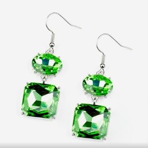 Elegant Green Gemstone Drop Earrings